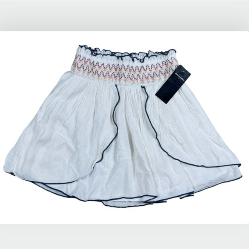 NWT Abercrombie & Fitch Kids White Viscose Smocked Skirt Girls 11/12